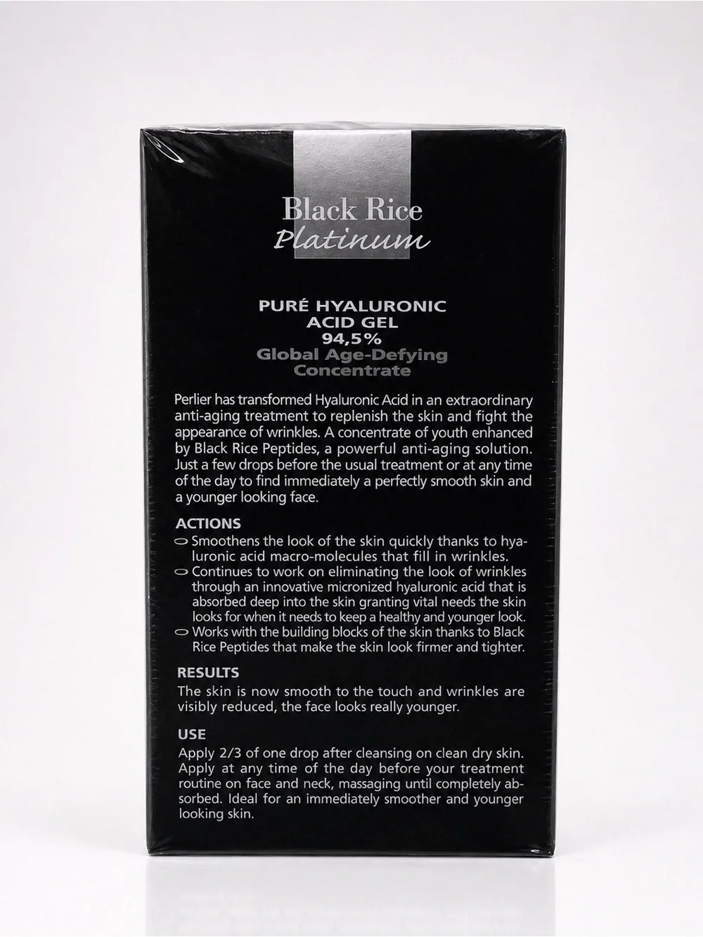 Perlier Black Rice Platinum Pure Hyaluronic Acid Gel 94.5% 1.6 oz / 50 mL